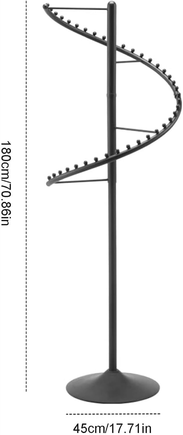 Heavy Duty Garment Rack Spiral Rotating Clothing Rack, 38 Ball Heavy Duty Clothes Displa Rack, Freestanding Metal Coat Hanger for Boutique and Bedroom, Space Saving Coat Rack, 45X180CM (Black)
