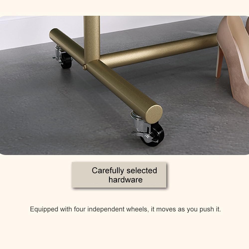 Metal Garment Rack with Wheels, Heavy Duty Clothing Rack for Bedroom and Boutique, Modern Commercial Clothes Rack Rail for Freestanding Single(120cm/47.2in)