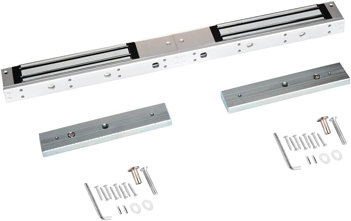 Dual Door Magnetic Lock with Z and L Bracket 600lbs Holding Force Electromagnetic Lock for Double Door Access Control System