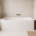 Carver Tubs - ALL6636 - Modern Acrylic Fiberglass Alcove Soaking Bathtub - Rectangular Water Massage Bathtub - White Rectangle Tub W/Left Chrome Drain - Deep Relaxing Soak - 66' L x 36' W x 20.5' H