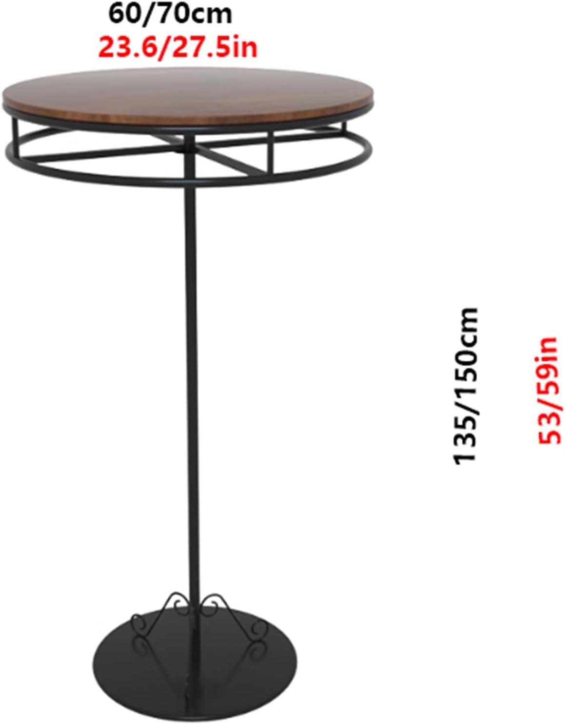 Multi-Purpose Metal Garment Rack, Round, Floor Standing Clothing Stand, Clothes Retail Display Shelf, for Bedroom Boutique Commercial Shop Laundry Room(70 * 135cm)