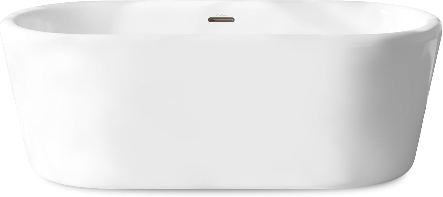 Swiss Madison Nanterre 68' Soaking Freestanding Bathtub in Glossy White, Drain Included