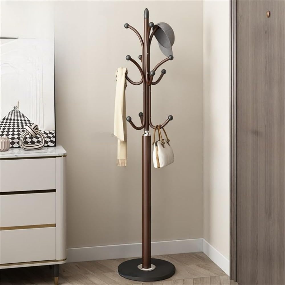 Adjustable Garment Rack Hall Tree with Stand Free Standing Iron Coat Rack Bedroom Hanger Storage For Entryway, Bedroom, Hallway, Office Standing Hanger(White)
