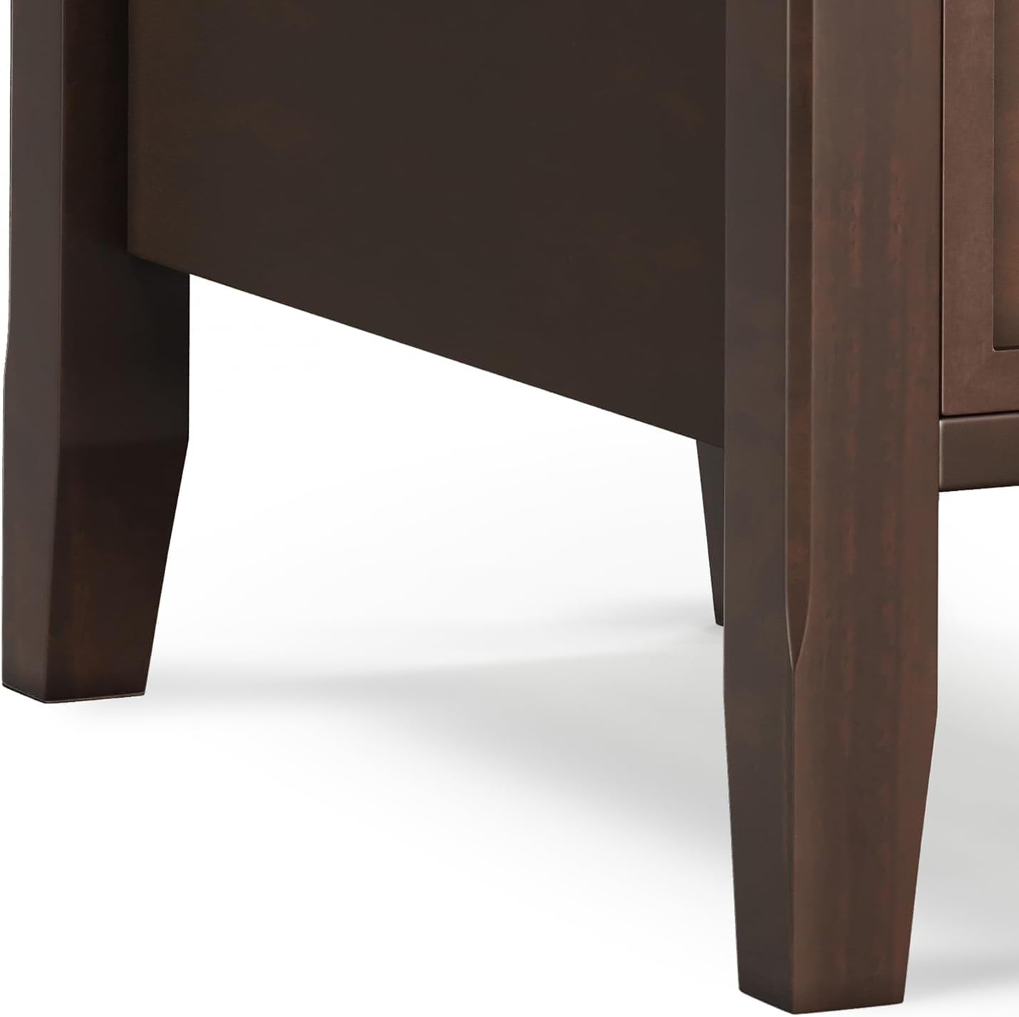SIMPLIHOME Acadian Narrow Side Table - 14 inch Wide Solid Wood Rectangular End Table with Drawer and Open Shelf in Brunette Brown, Transitional Nightstand or Lamp Stand for Living Room or Bedroom