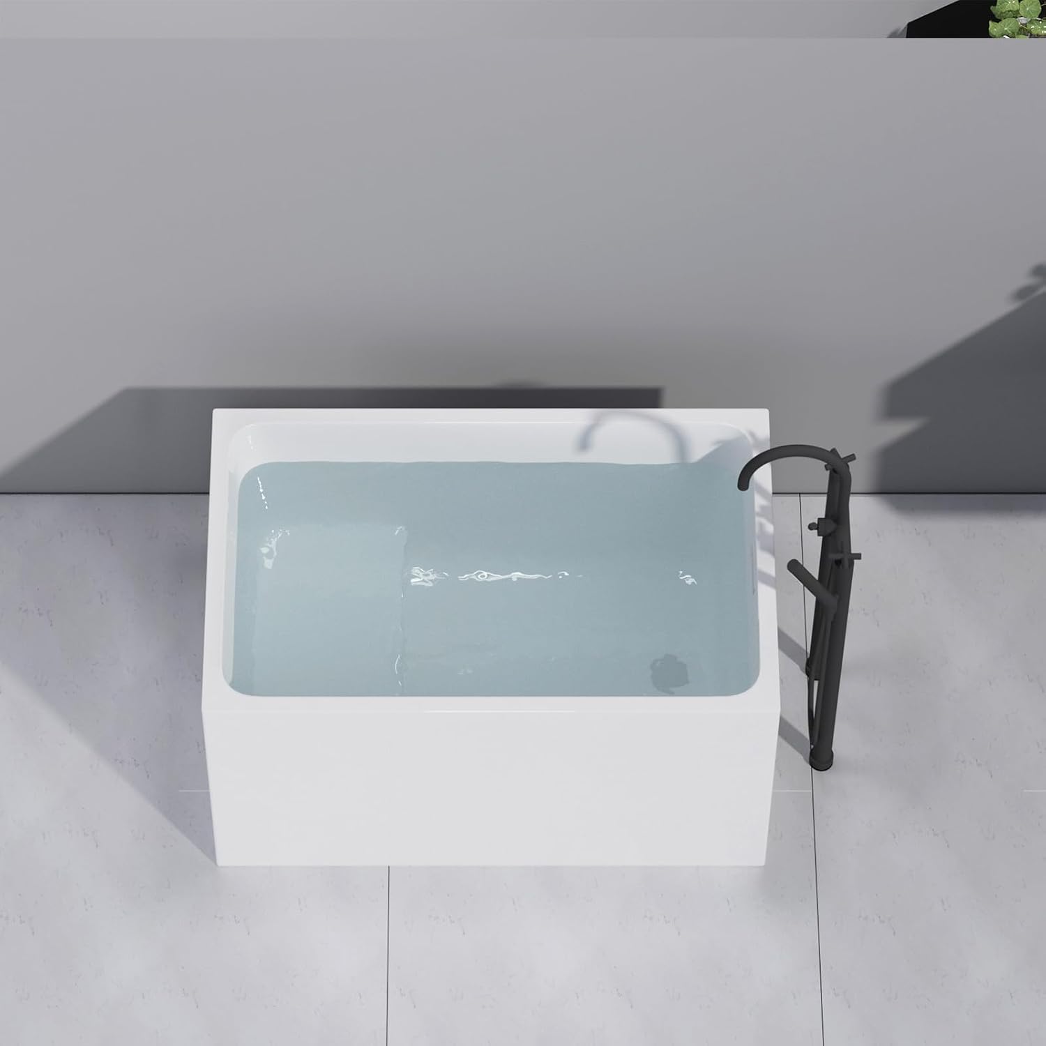 47' Acrylic Freestanding Bathtubs, Square Shaped Japanese Soaking Tub with Seat Design, Stand Alone Tubs W/Pop-UP Chrome Drain, Slotted Overflow, cUPC Certified (With Seat)