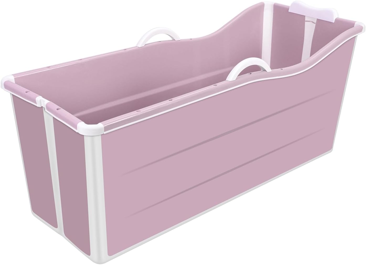 Portable Foldable Bathtub, Bathing Tub for Shower Stall, Portable Bathtub for Adult, Space Saving Home Spa Bath, Freestanding Effortless Folding Bathtub with Thermal Lid, Handrail Pink