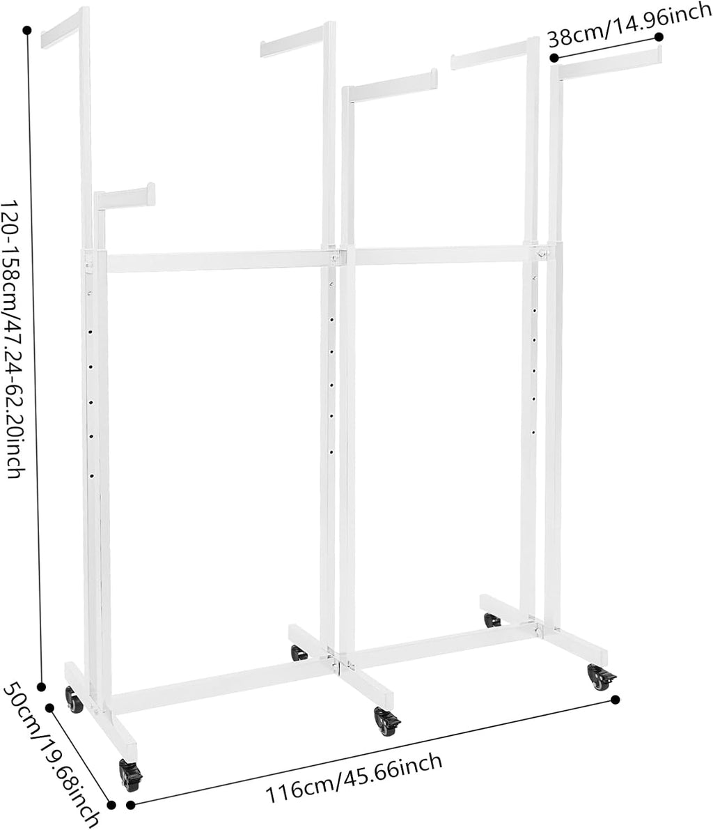 Heavy Duty Garment Rack, Height-Adjustable Clothing Rack with 6 Arms, Floor Standing with Wheels, 165 lbs Load Capacity for Hanging Clothes