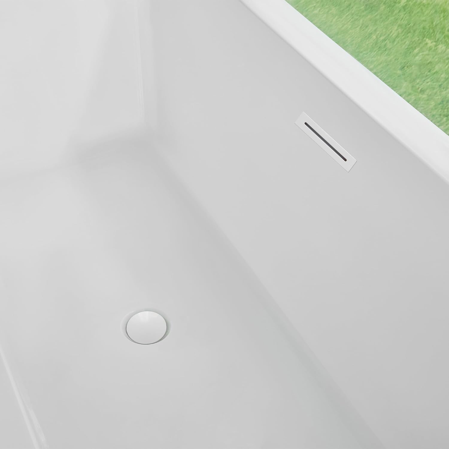 HomeBeyond 67 Inch Free Standing Bathtub | Acrylic Freestanding Soaking Tub, Square Bathroom Stand Alone Tub, Suitable Single Person Bathing, Pure White