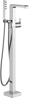 Delta Ara Freestanding Tub Faucet with Hand Held Shower, Chrome Floor Mount Tub Filler, Chrome T4767-FL (Valve Not Included)