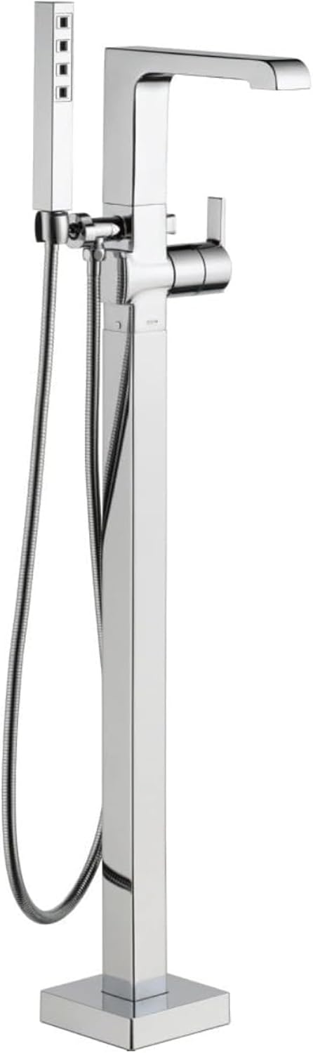 Delta Ara Freestanding Tub Faucet with Hand Held Shower, Chrome Floor Mount Tub Filler, Chrome T4767-FL (Valve Not Included)