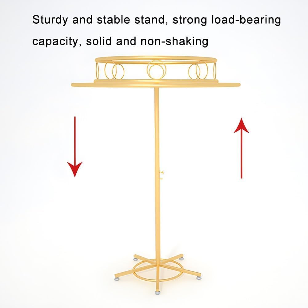 Freestanding Garment Display Retail Rack, Rotatable Round Clothes Hanging Metal Clothes Rack, Ribbon Storage Display Rack Scarf Coat Hanger(White,60cm/23.6in)