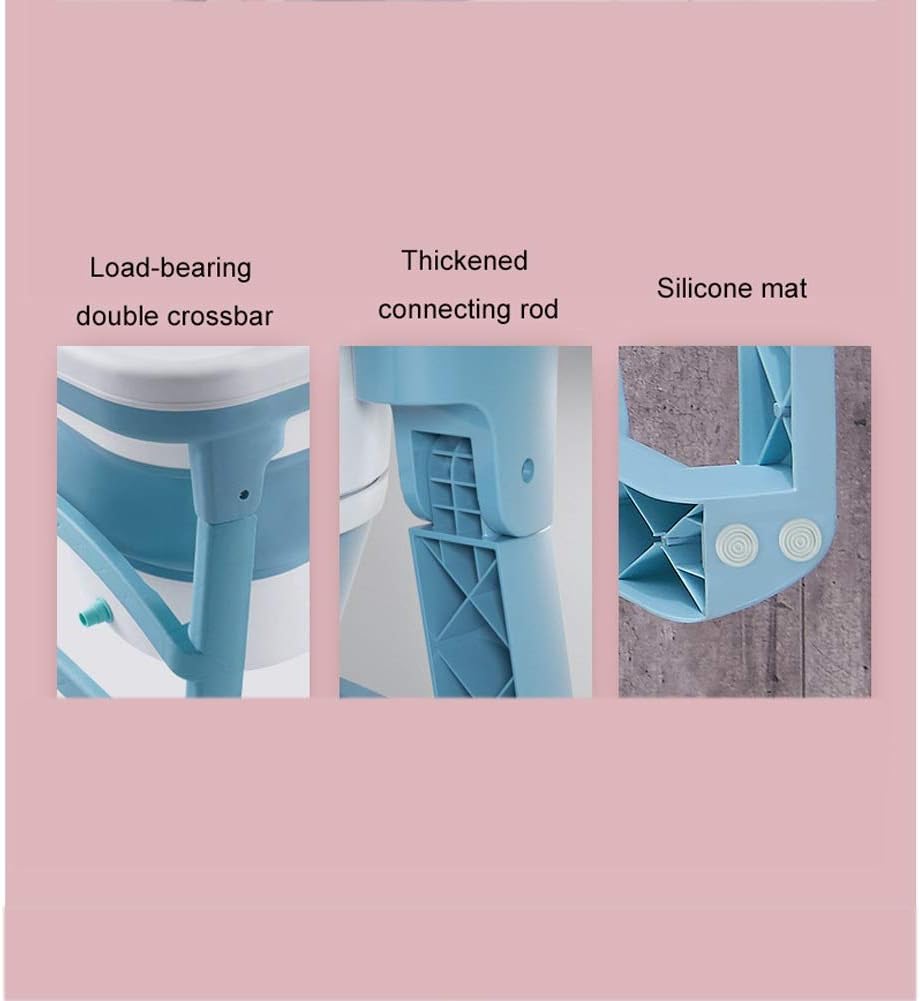 Foldable Bathtub Portable Bathroom Hot Tub for Adults Baby Toddlers, Soaking Tub in Shower Stall SPA Bath Basket，Double Drains, PP and TPE Material, 10kg (Color : Blue, Size : with lid)