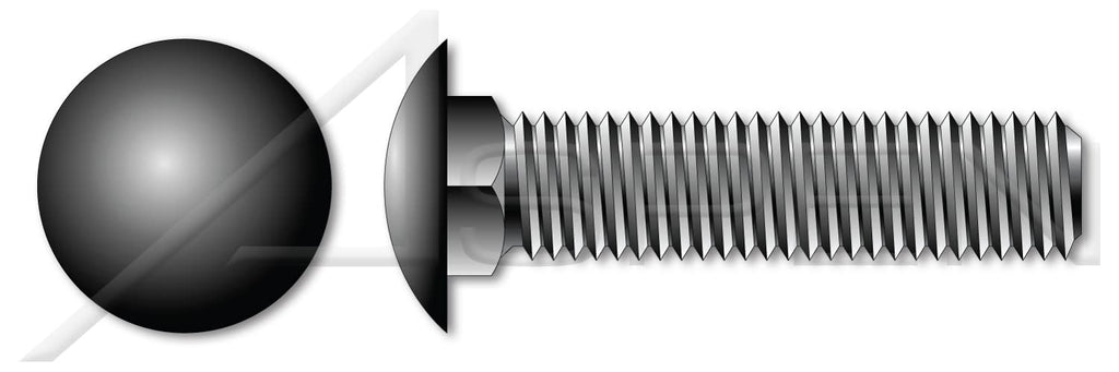 (500 pcs) 1/4'-20 X 3-1/2', Carriage Bolts, Round Head, Square Neck, Full Thread, A307 Steel, Black Oxide