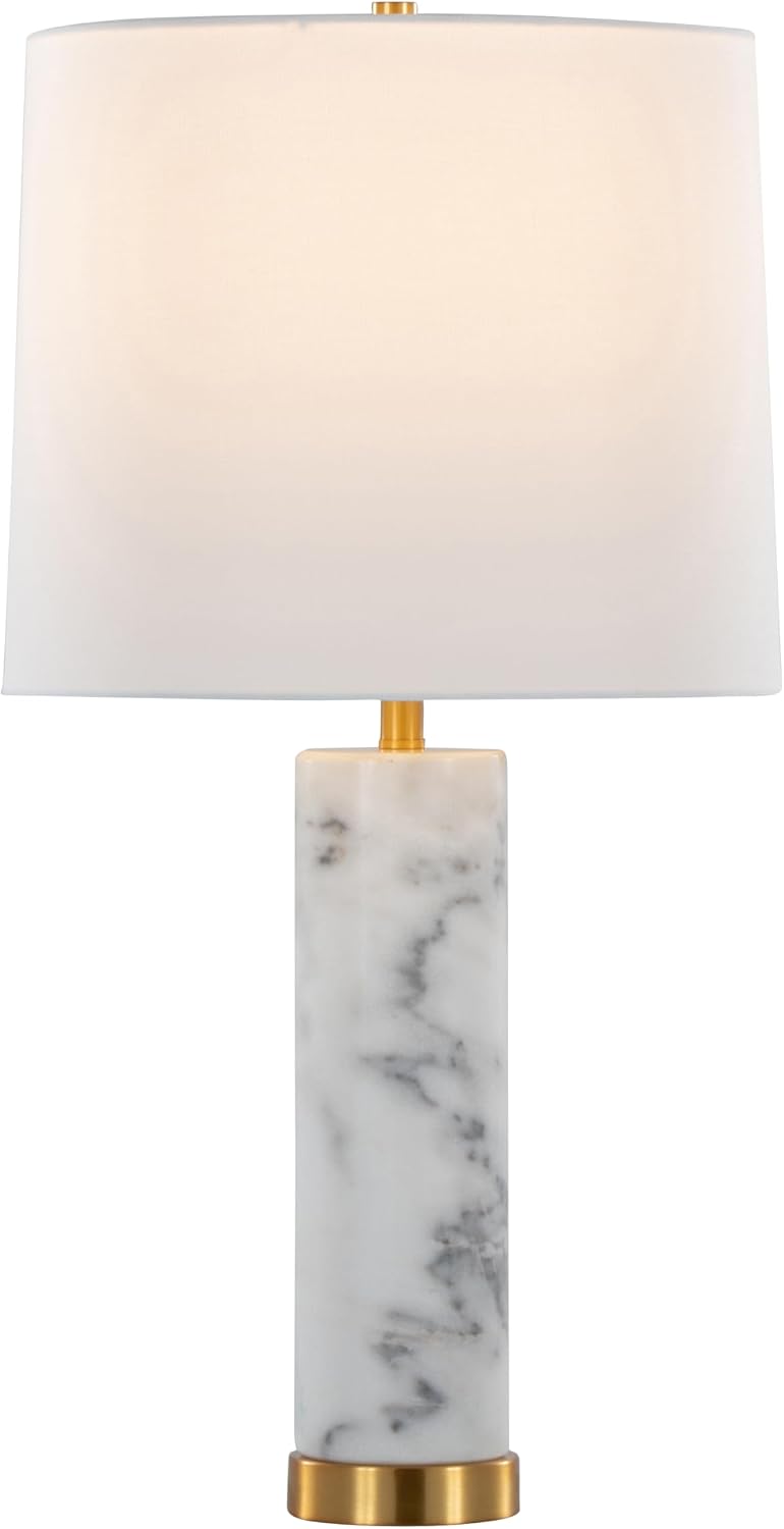 LumiSource Marbella 26' Marble Table Lamp Set of 2, Desk Lamp, Bedside Lamps for Night Stands, Nightstand Lamp, Small Lamp, Small Table Lamps for Living Room, White Table Lamps Set of 2