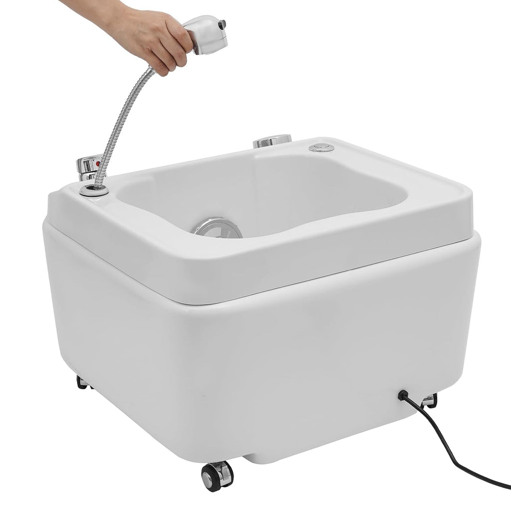 Foot Spa Bath Massager with Bubble, 55W Portable Electric Heated Foot Bath Tub with 7-Color LED Lights, Built-in Hand Shower, Drain Plug & Wheels for Home, Beauty Salons, Feet Stress Relief