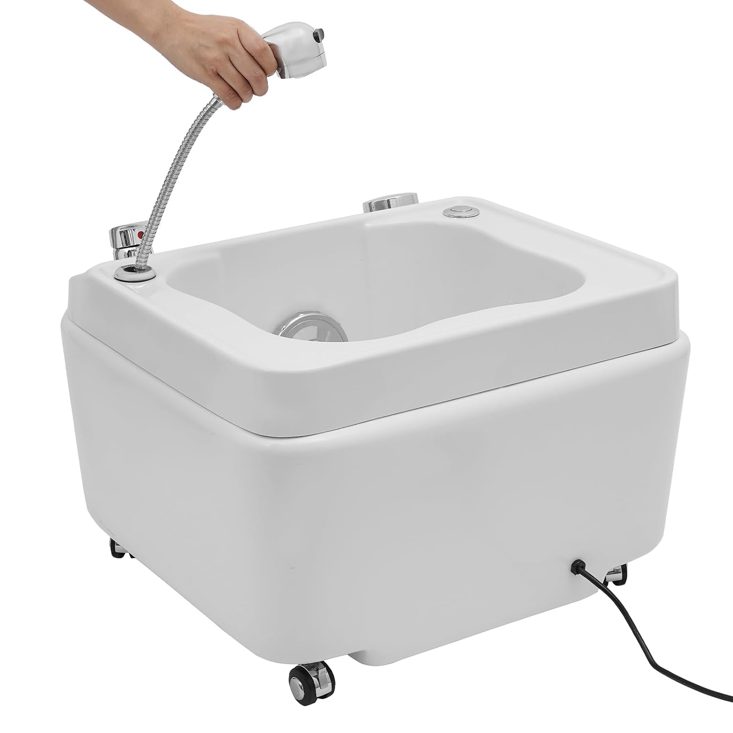 Foot Spa Bath Massager with Bubble, 55W Portable Electric Heated Foot Bath Tub with 7-Color LED Lights, Built-in Hand Shower, Drain Plug & Wheels for Home, Beauty Salons, Feet Stress Relief