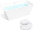 FerdY Sentosa 59' Acrylic Freestanding Bathtub, Contemporary Design Soaking Tub with Brushed Nickel Drain& Bath Pillow for Bathtub,Thick Tub Pillows, Ergonomic Support