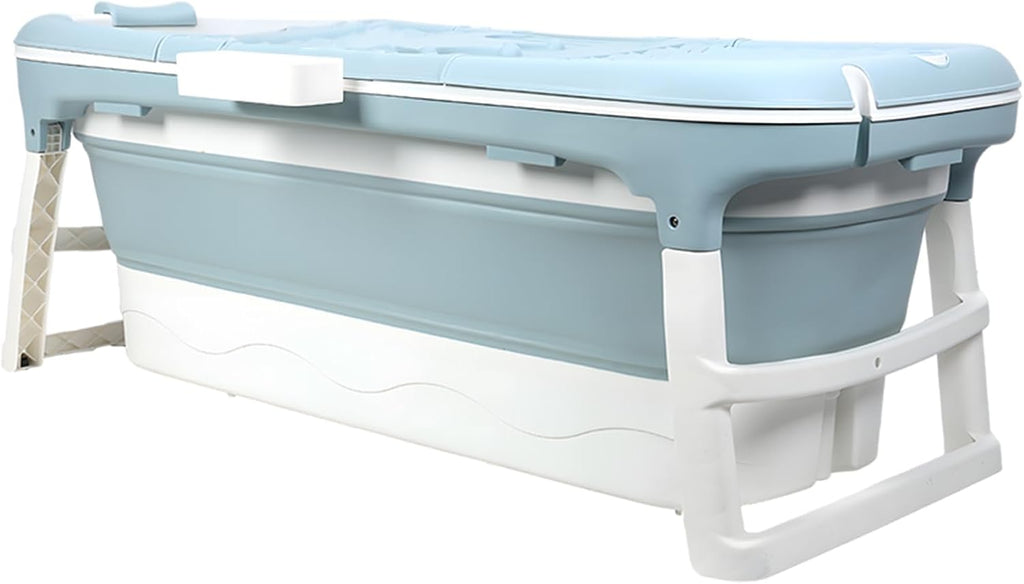 Portable Bathtub, 58/56/50/46 Inch Collapsible Bathtub, Freestanding Foldable Bath Tub for Adults, Folding Tub for Shower, Hot Bath, Ice Bath Blue-B-130cm