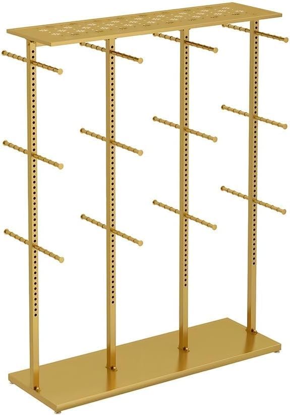 Freestanding Adjustable Clothing Rack for Socks & Lingerie, Floor-Standing Underwear Display Stand, Gold Retail Shelves (130x40x130cm) for Boutiques & Stores