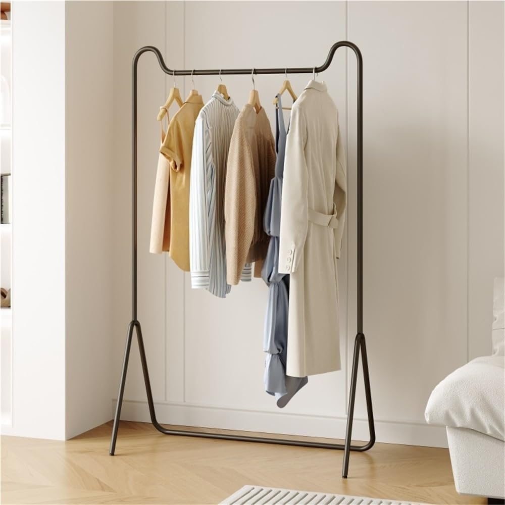 Corner Clothes Rack, Metal Garment Rack, Coat Stand with Non-slip Pads, Simple Clothes Hanger for Bedroom, Living Room, Balcony(Black,47.2x15.8x63in)