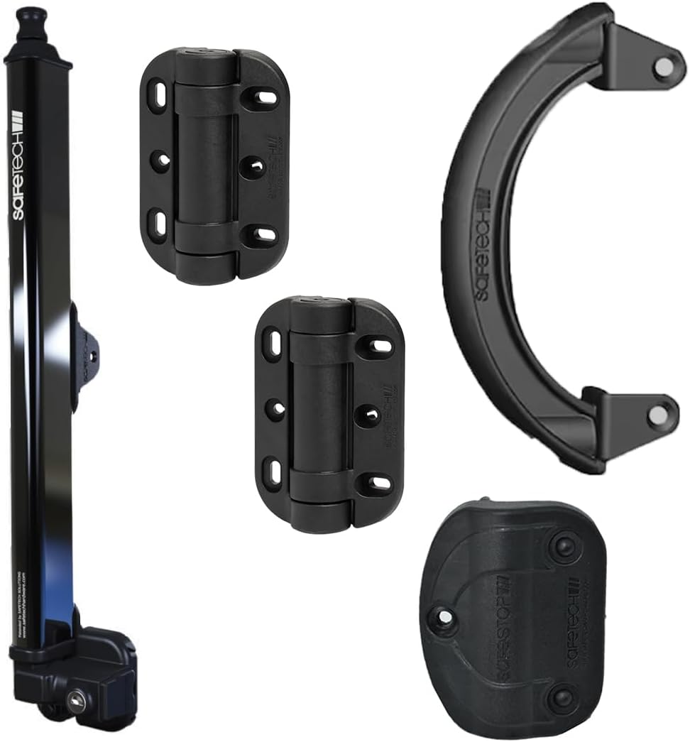 Safetech Hardware 22-Inch Push Lock Magnetic Top Pull Pool Gate Latch, MegaKlik Gate Hinges, Gate Handle & Stop Bundle