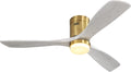 Sofucor Ceiling Fans with Lights and Remote, 52 Inch Flush Mount Ceiling Fan with Light, Quiet DC Motor, 6 Speed, 3 Blade Solid Wood Ceiling Fans for Bedroom Farmhouse Patio