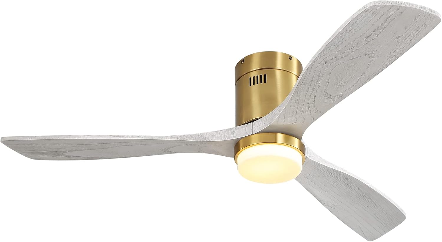 Sofucor Ceiling Fans with Lights and Remote, 52 Inch Flush Mount Ceiling Fan with Light, Quiet DC Motor, 6 Speed, 3 Blade Solid Wood Ceiling Fans for Bedroom Farmhouse Patio