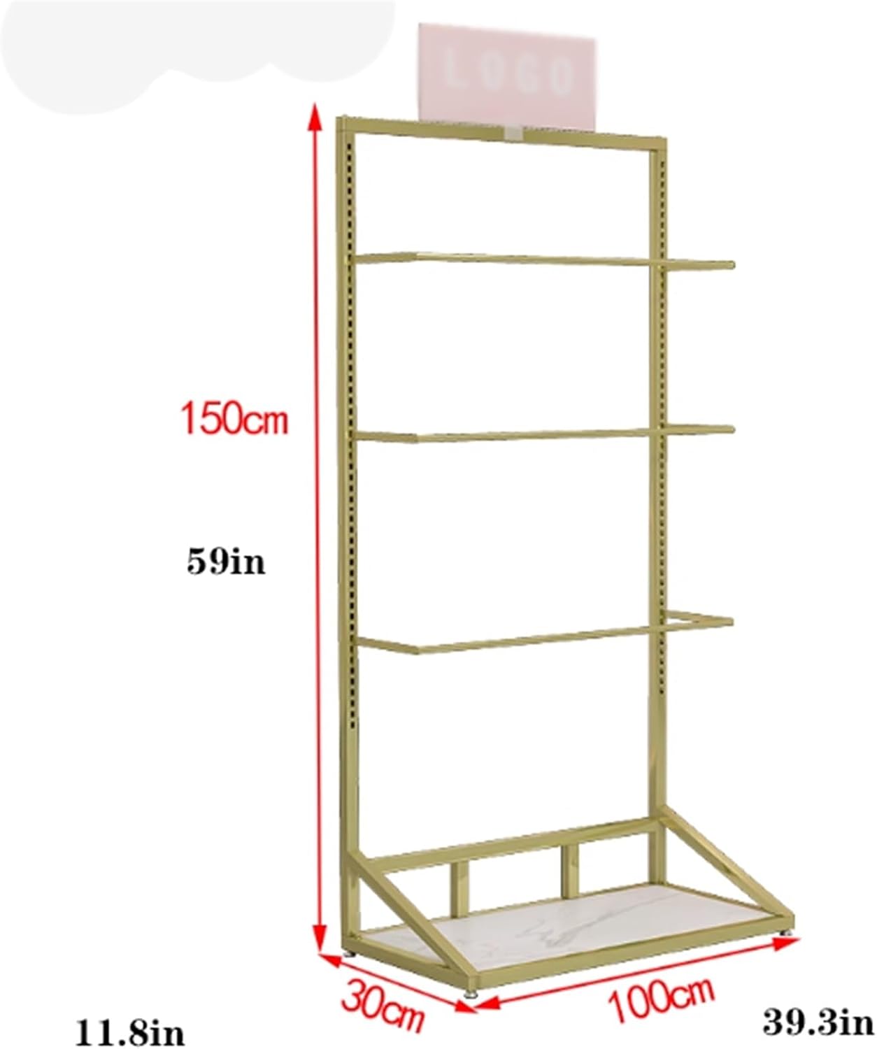 Underwear Display Stand, Metals, Lingerie Garment Rack, Retail Sock Show shelves, Supermarkets Commercial Clothing Store Shelf, for Bras, Shorts, Hats, 39.3in(Gold)