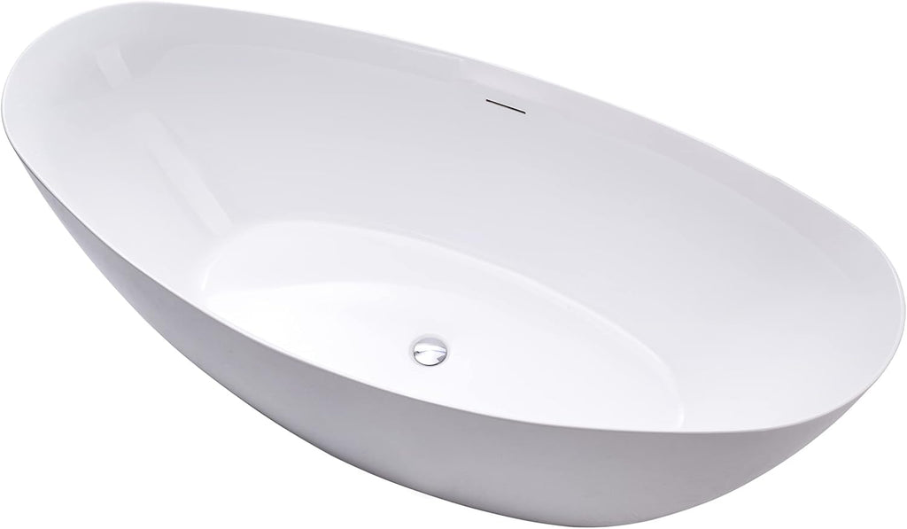 Vanity Art 71' X 33' Freestanding Bathtub | Home Improvement Bathtubs with Contemporary Design for Soaking and Bathing, Overflow and Pop-up Drain with UPC Certified, Acrylic, VA6807-IO
