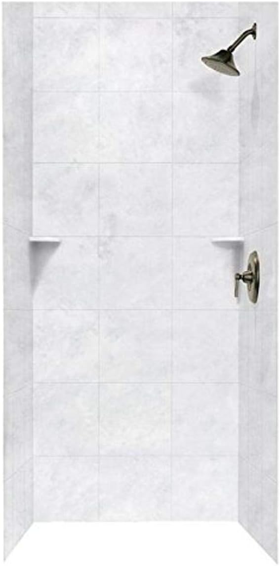 Swan SQMK723636.130 36-in L x 36-in W x 72.5-in H Solid Surface Shower Wall Kit, Ice