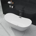 Luxurious 67' White Acrylic Freestanding Bathtub with Chrome Drain, cUPC Certified, 1000 lbs Capacity, Stain & Scratch Resistant, Easy Installation, Perfect for Relaxing Soaks