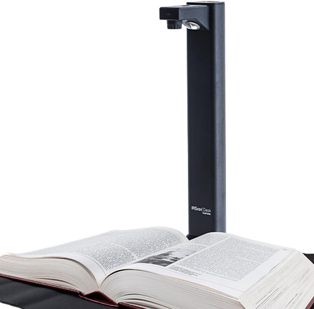 IRIScan Desk 7 Business 24MP 4K Book and Document Scanner Black with OCR, AI Auto-Flattening and Finger Erasing, Compatible with Windows and Mac, Readiris PDF Included