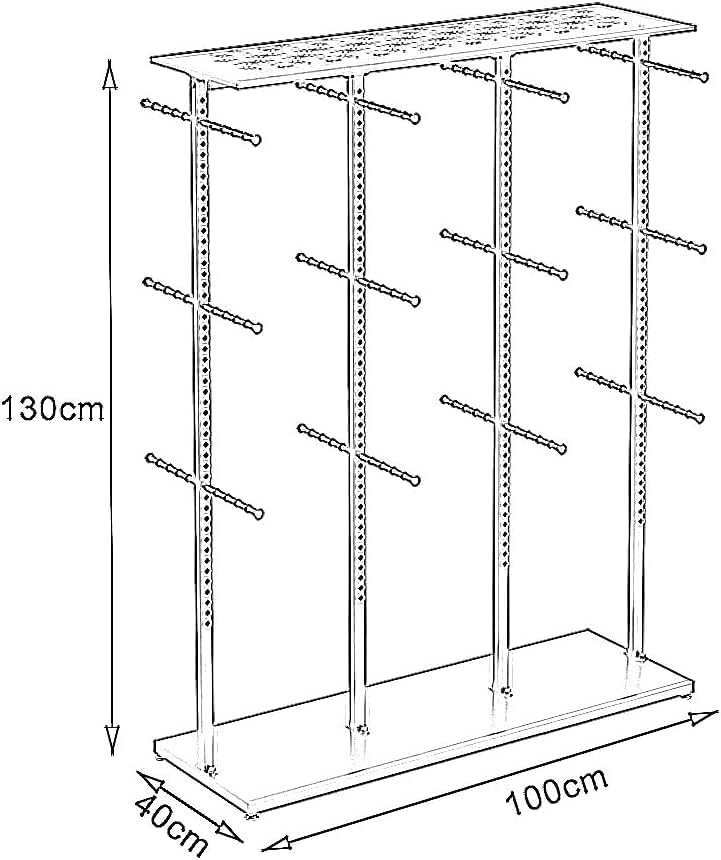 Freestanding Adjustable Clothing Rack for Socks & Lingerie, Floor-Standing Underwear Display Stand, Gold Retail Shelves (130x40x130cm) for Boutiques & Stores