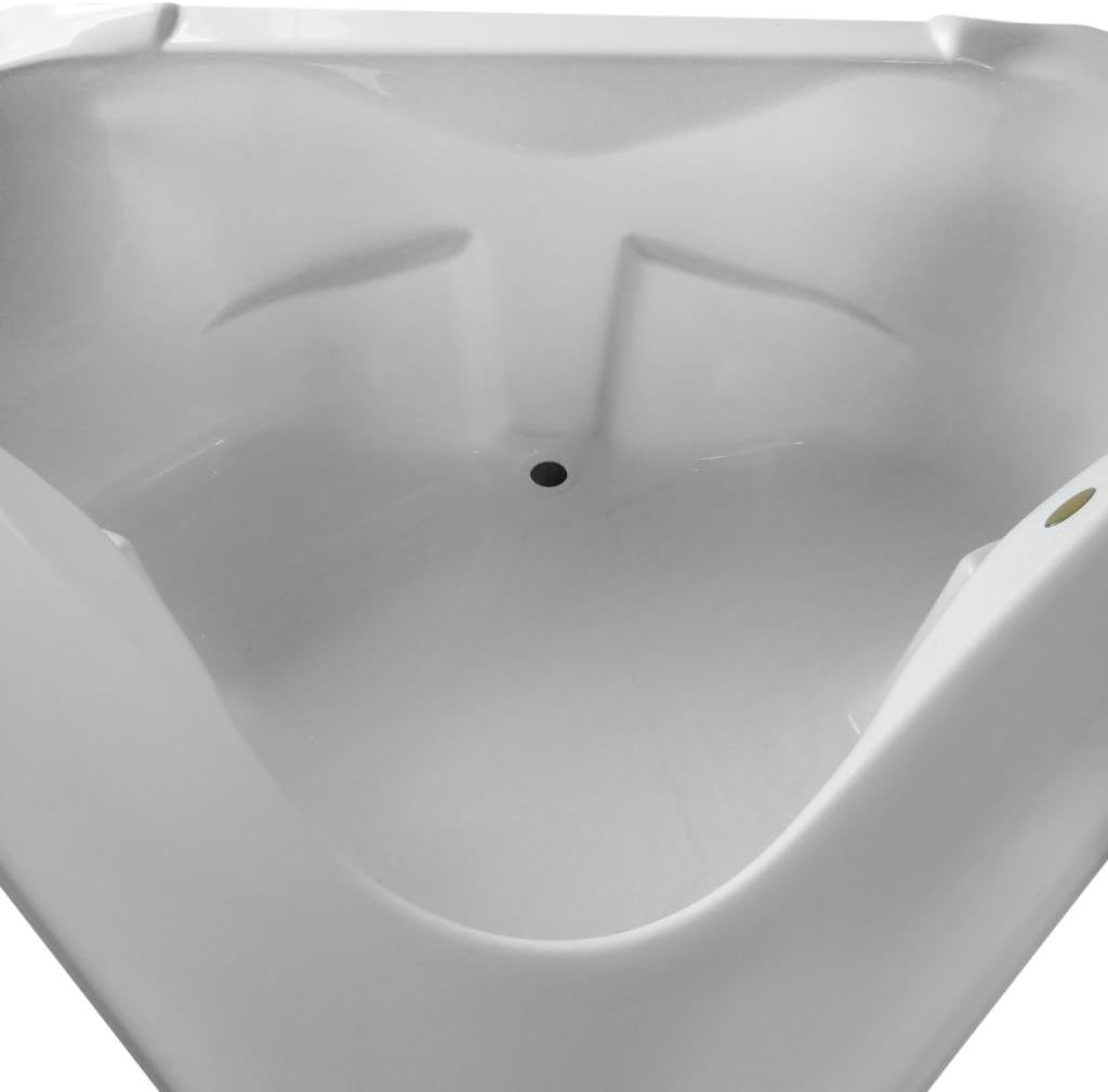 Carver Tubs - CT6060 - Acrylic Fiberglass Soaking Classic Corner Bathtub - White Triangle Two Person Acrylic bath tubs for bathroom w/Armrest - Deep Relaxing Soak - 60'L x 60'W x 19.5'H