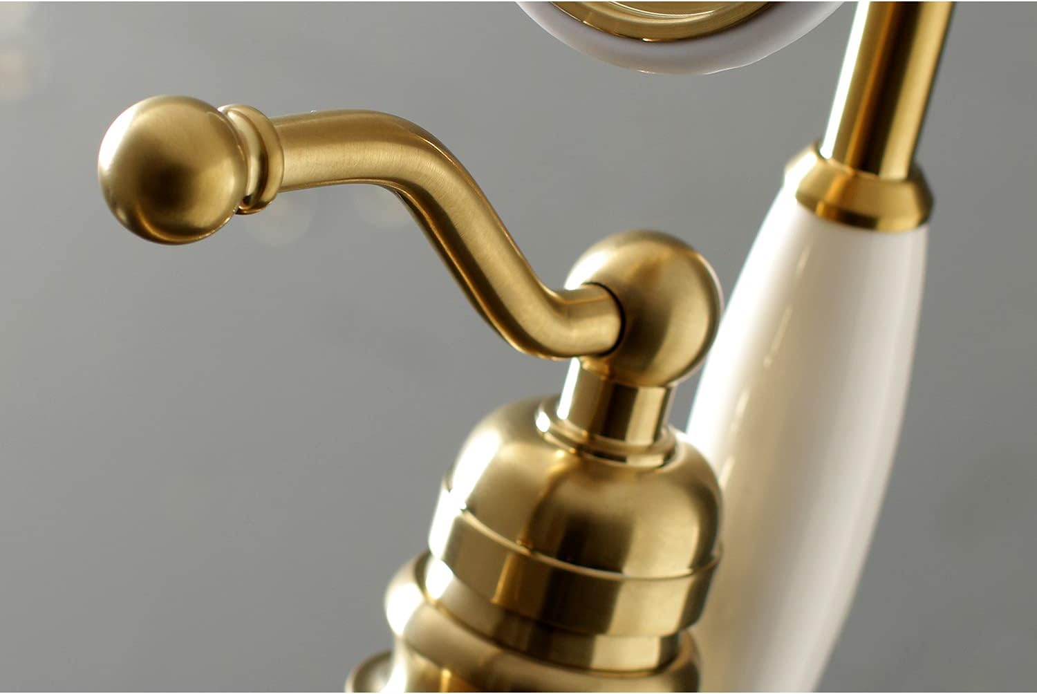 Kingston Brass KS7137ABL Freestanding Roman Tub Filler With Hand Shower, Brushed Brass