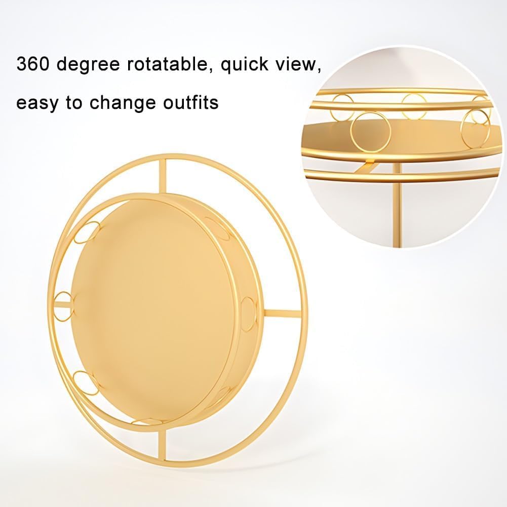 Freestanding Garment Display Retail Rack, Rotatable Round Clothes Hanging Metal Clothes Rack, Ribbon Storage Display Rack Scarf Coat Hanger(White,60cm/23.6in)