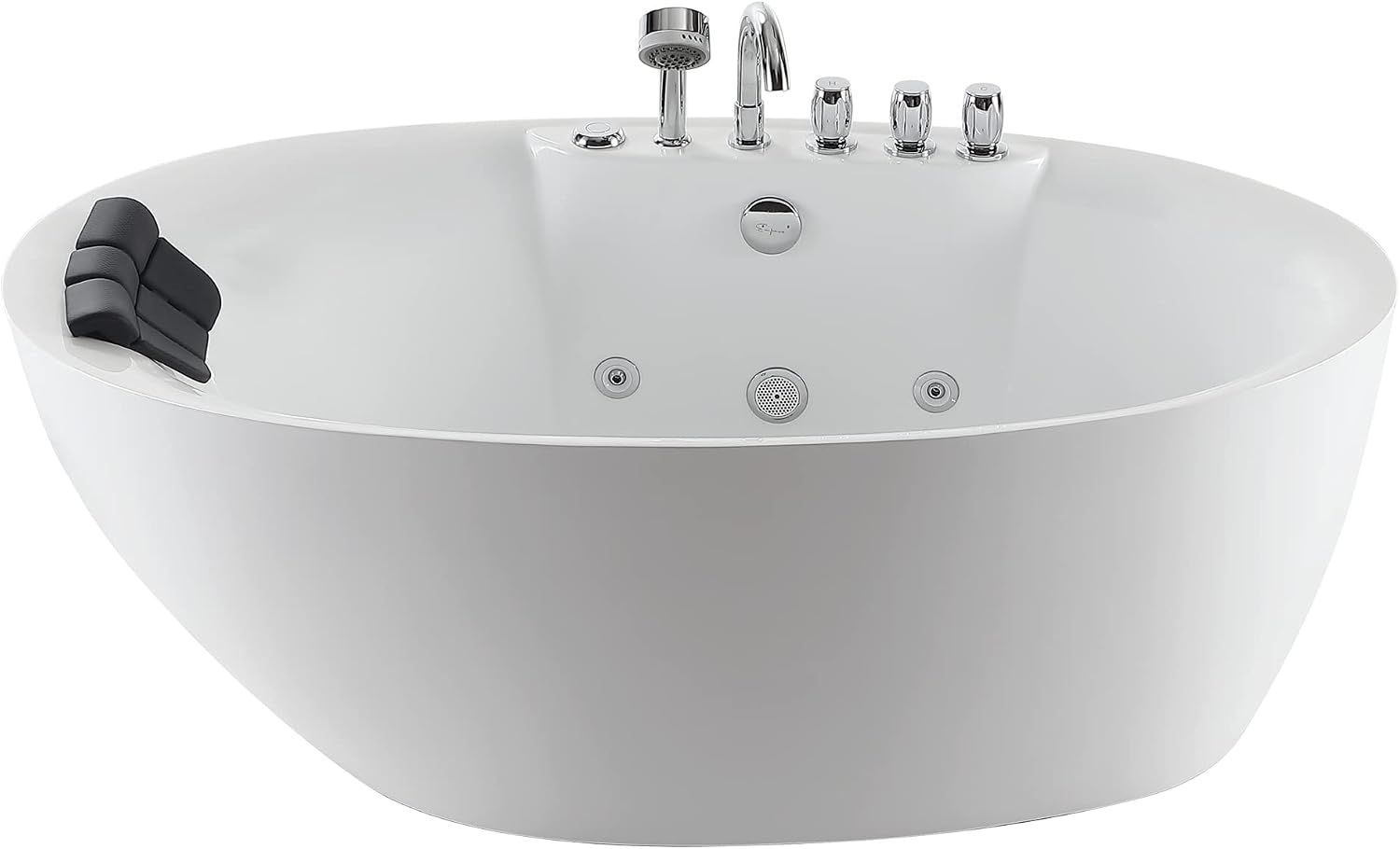 Empava 71' Freestanding Whirlpool Bathtub - 560W Stand Alone Jetted Tub with 7 Hydromassage Nozzles,Large Recline Angle, Boat Shape, Acrylic,ETL Certified