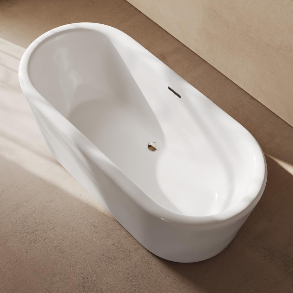 Swiss Madison Nanterre 68' Soaking Freestanding Bathtub in Glossy White, Drain Included
