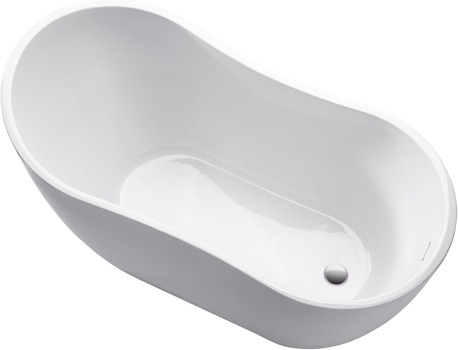 Vanity Art 54 X 28 Inch White Acrylic Freestanding Bathtub | Contemporary Design Soaking Tub with Pop-up Drain and Slotted Overflow Included, UPC Certified VA6525-IO