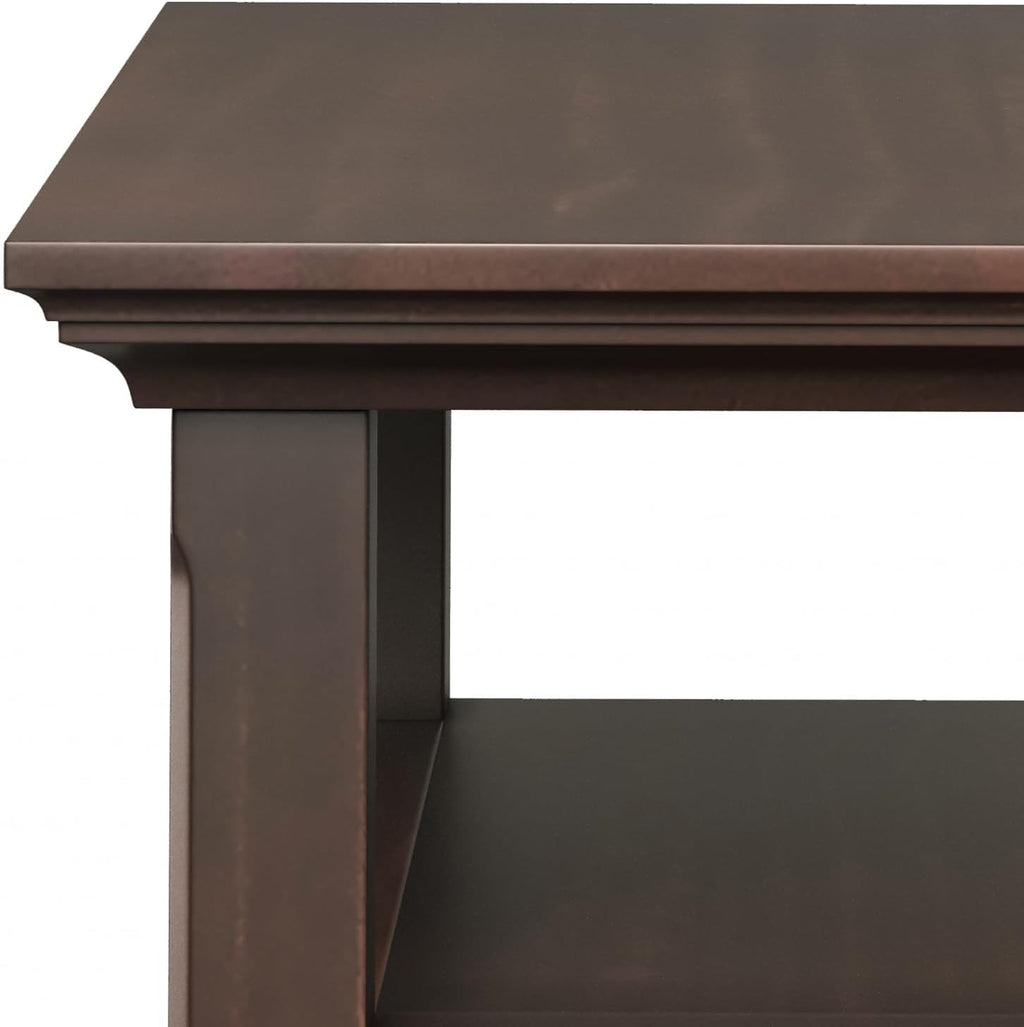 SIMPLIHOME Acadian Narrow Side Table - 14 inch Wide Solid Wood Rectangular End Table with Drawer and Open Shelf in Brunette Brown, Transitional Nightstand or Lamp Stand for Living Room or Bedroom