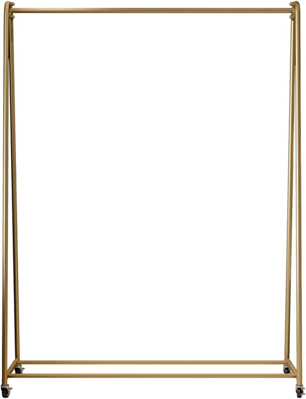 Coat Racks Clothes Rail Garment Rack with Wheels Heavy Duty Drying Rack Rolling Clothing Display Rack for Commercial or Residential,Gold-80X40X150Cm