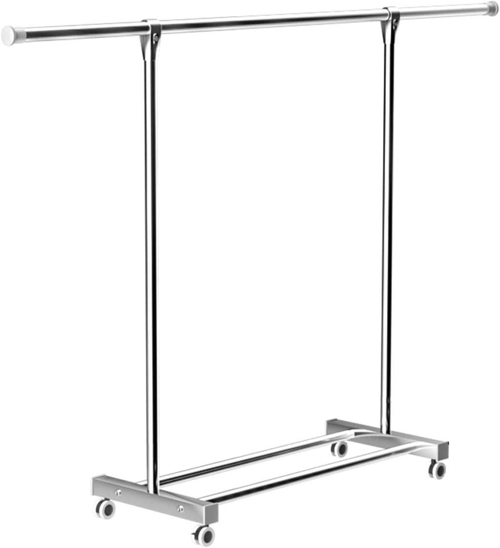 Stainless Steel Clothes Garment Rack with Wheels, Rolling Clothes Organizer, Heavy Duty Clothes Rail with Storage Shelf and 4 Wheels, Load 60kg