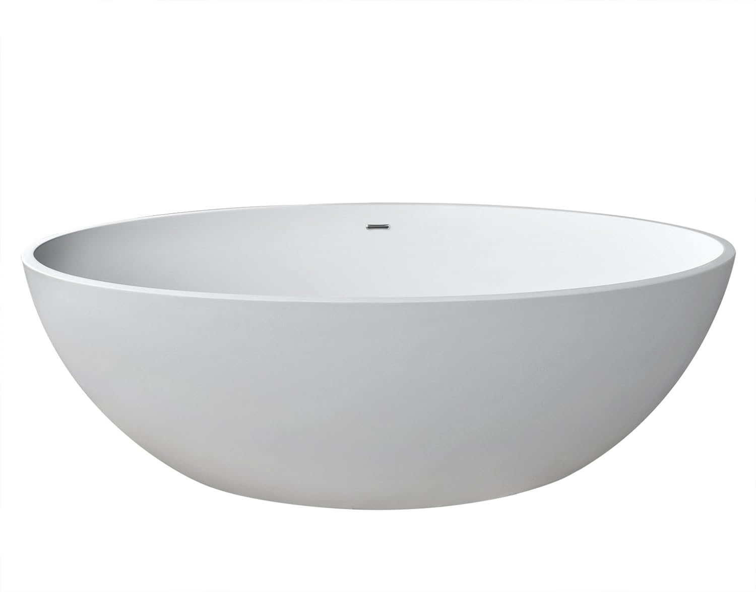 ANZZI Freestanding Bathtub 67 In Flat Bottom Solid Surface Matte White Cestino Series One Piece Soaking Tub Center Drain With Overflow Modern Bathroom Design Deep Basin Ergo FT-AZ510 | FT-AZ510