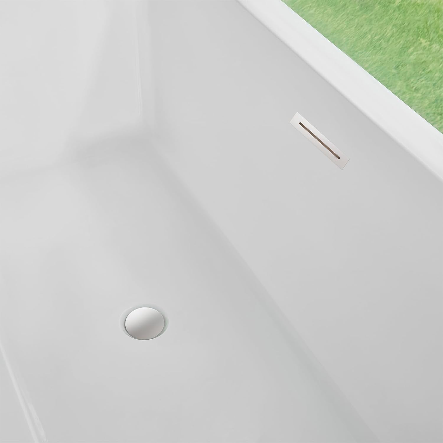 HomeBeyond 59 Inch Freestanding Bathtub | Acrylic Free Standing Tub, Square Flatbottom Freestanding Bathtub Stand Alone Tub, 49 (gallons) capacity