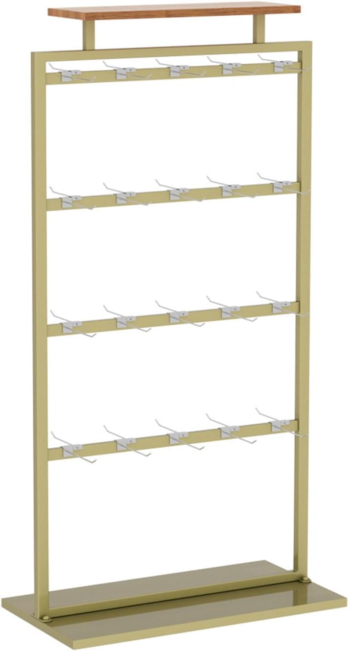 Clothing Store Garment Rack Sock Storage Rack,Freestanding Underwear Rack with Top Shelf, 3-Tier Underclothing Rack for Boutiques, Retail Store Panty Shorts Bra Swimsuit (Gold-145X65X40CM)