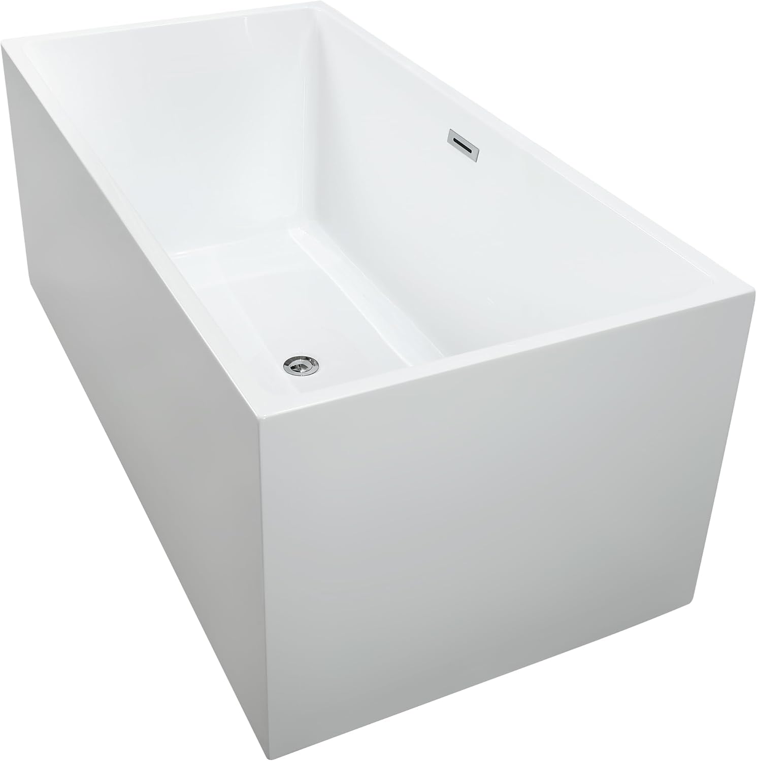 Vanity Art 59 X 30 Inch White Acrylic Freestanding Bathtub | Contemporary Design Soaking Tub with Pop-up Drain Overflow Included, UPC Certified VA6813B-S-PW