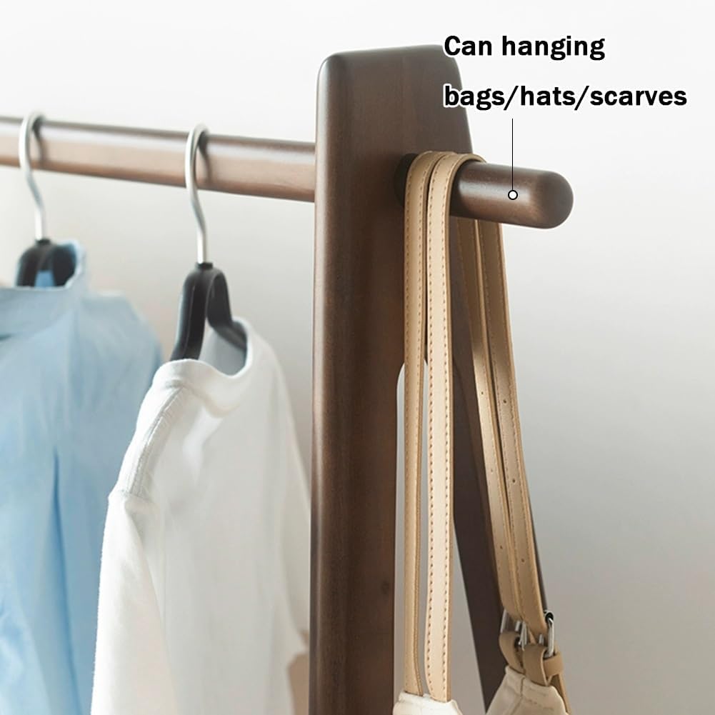 Vintage Wood Clothing Rack for Hanging Clothes, 60kg Capacity Freestanding A-frame Garment Rack for Bedroom, Guest Room, Entryway(62 x 47 x 140 cm)