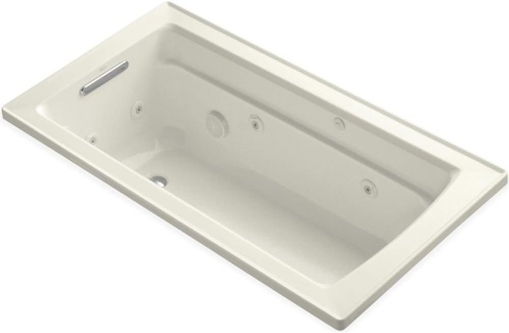Kohler K-1122-H-96 5 ft. Drop-In Acrylic 8-Jet Tub w/Heater & Drain Biscuit