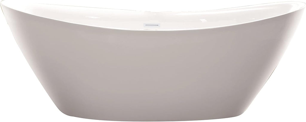 Vanity Art 71' X 33' Freestanding Bathtub | Home Improvement Bathtubs with Contemporary Design for Soaking and Bathing, Overflow and Pop-up Drain with UPC Certified, Acrylic, VA6807-PW