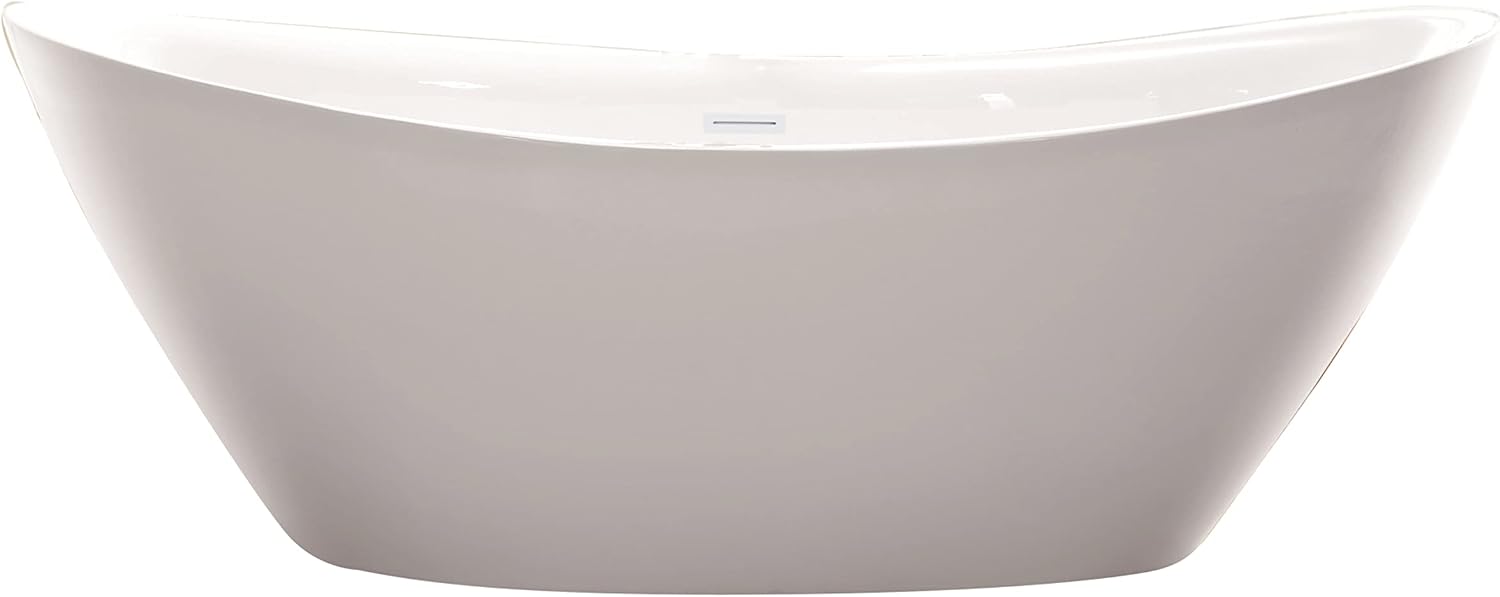 Vanity Art 71' X 33' Freestanding Bathtub | Home Improvement Bathtubs with Contemporary Design for Soaking and Bathing, Overflow and Pop-up Drain with UPC Certified, Acrylic, VA6807-PW